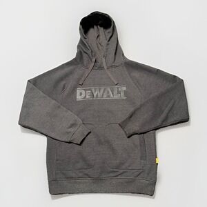 Dewalt Hoodie Mens Large Dark Charcoal Grey Heavy Duty Thick Drawstrings
